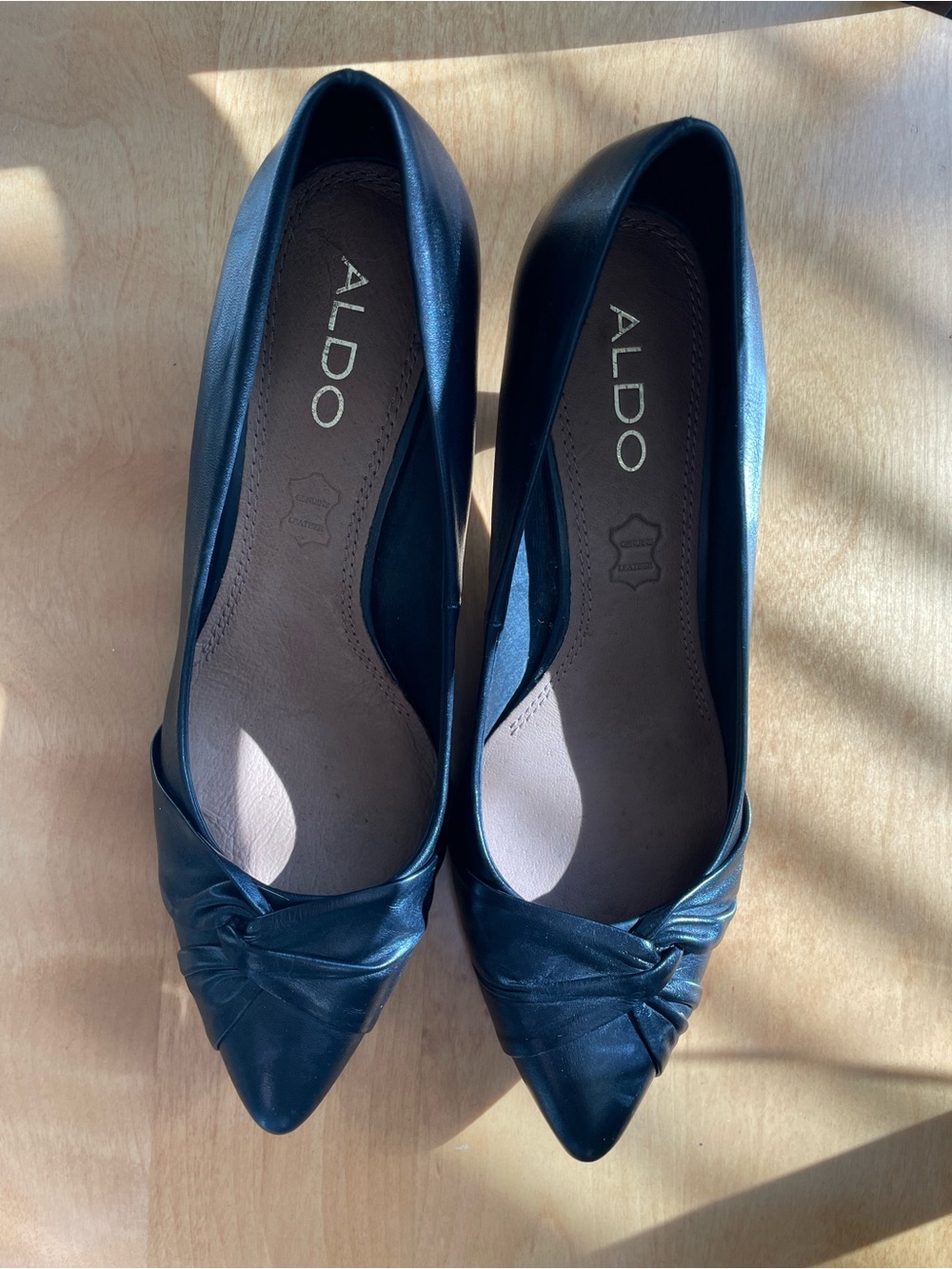 ALDO Black Pointed-Toe Heels with Knotted Vamp